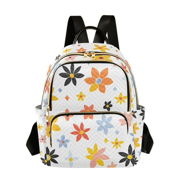FORMRS Mini Backpack Purse for Women Travel Daypack Casual Shoulder Bag, Colorful Retro Floral