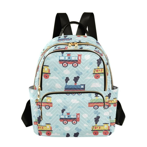 FORMRS Mini Backpack Purse for Women Travel Daypack Casual Shoulder Bag, Colorful Trains
