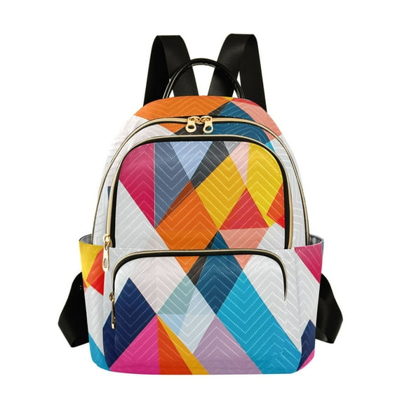 FORMRS Mini Backpack Purse for Women Travel Daypack Casual Shoulder Bag, Colorful Triangles