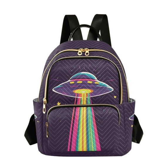 FORMRS Mini Backpack Purse for Women Travel Daypack Casual Shoulder Bag, Colorful UFO