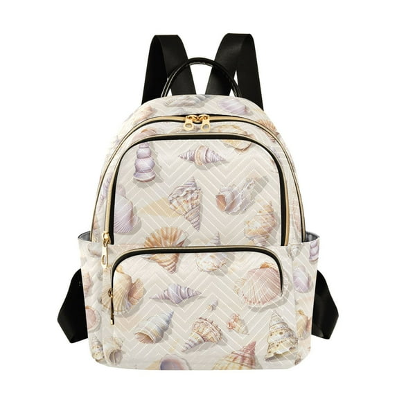 FORMRS Mini Backpack Purse for Women Quilted Travel Daypack Casual Shoulder Bag, Colorful Watercolor Seashells