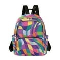thumbnail image 1 of FORMRS Mini Backpack Purse for Women Travel Daypack Casual Shoulder Bag, Colorful Wavy Pattern, 1 of 7