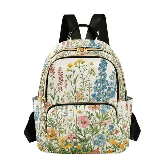 FORMRS Mini Backpack Purse for Women Travel Daypack Casual Shoulder Bag, Colorful Wildflowers