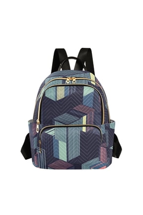 Mini Backpack Purse for Women Quilted Travel Daypack Casual Shoulder Bag, Cube Stripes