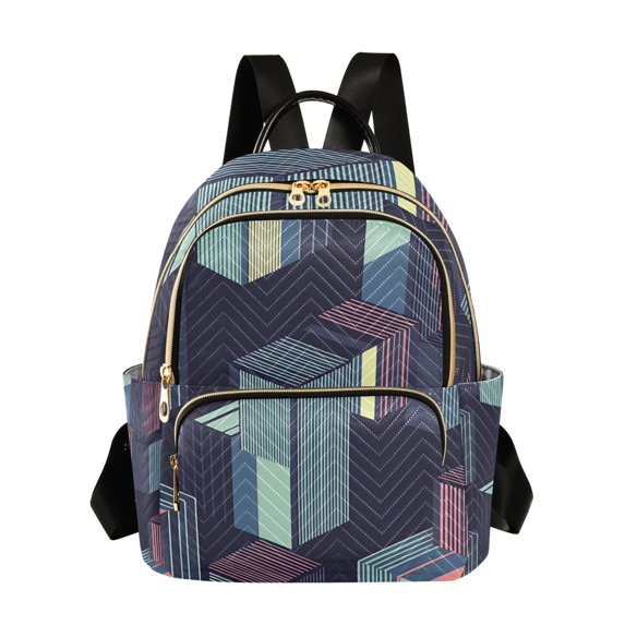 FORMRS Mini Backpack Purse for Women Quilted Travel Daypack Casual Shoulder Bag, Cube Stripes