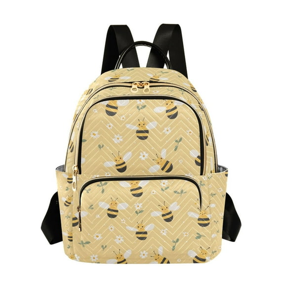 FORMRS Mini Backpack Purse for Women Quilted Travel Daypack Casual Shoulder Bag, Cute Bee Pattern