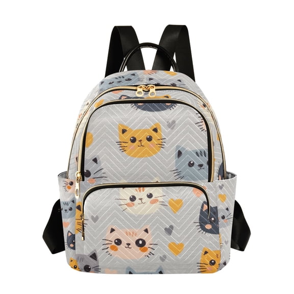 FORMRS Mini Backpack Purse for Women Quilted Travel Daypack Casual Shoulder Bag, Cute Cartoon Cat