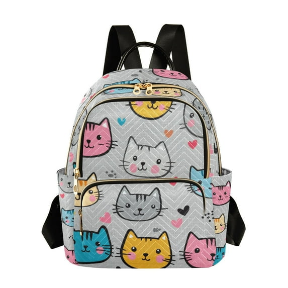 FORMRS Mini Backpack Purse for Women Travel Daypack Casual Shoulder Bag, Cute Cat Pattern