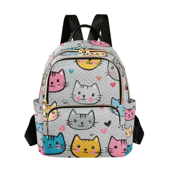 FORMRS Mini Backpack Purse for Women Quilted Travel Daypack Casual Shoulder Bag, Cute Cat Pattern