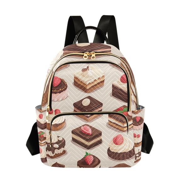 FORMRS Mini Backpack Purse for Women Quilted Travel Daypack Casual Shoulder Bag, Cute Chocolate Cakes