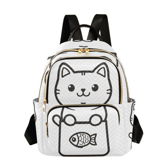 FORMRS Mini Backpack Purse for Women Quilted Travel Daypack Casual Shoulder Bag, Cute Chubby Cat