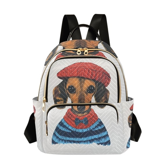 FORMRS Mini Backpack Purse for Women Quilted Travel Daypack Casual Shoulder Bag, Cute Dog Artist