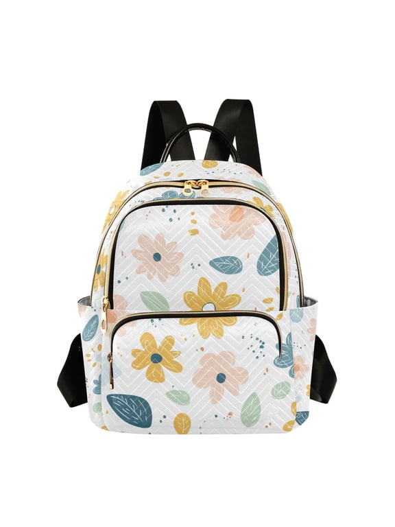 Mini Backpack Purse for Women Quilted Travel Daypack Casual Shoulder Bag, Cute Floral
