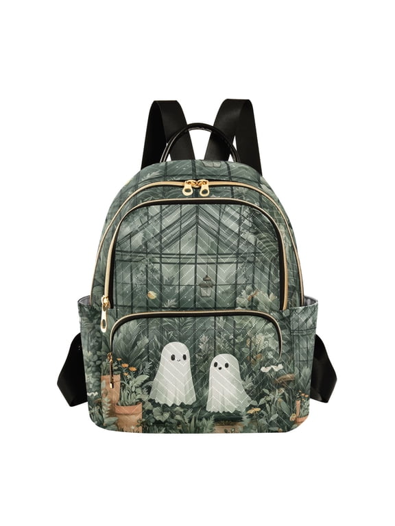 Mini Backpack Purse for Women Quilted Travel Daypack Casual Shoulder Bag, Cute Ghosts Playing