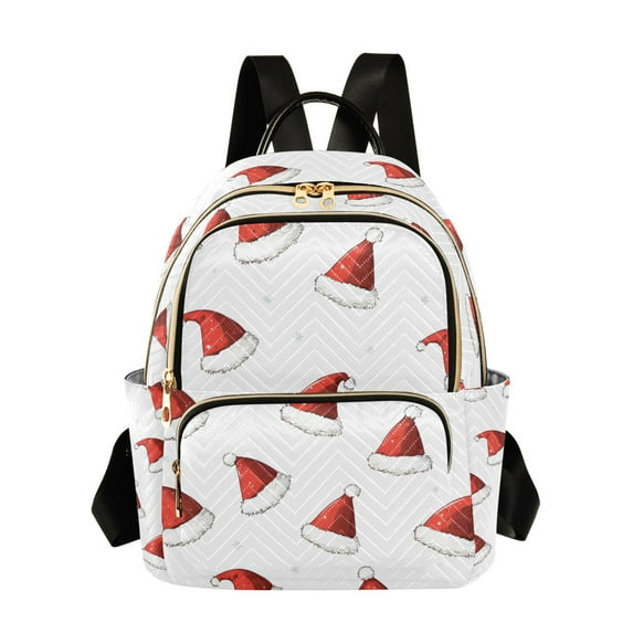 FORMRS Mini Backpack Purse for Women Travel Daypack Casual Shoulder Bag, Cute Santa Hats Pattern