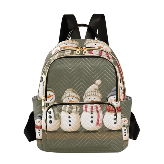 FORMRS Mini Backpack Purse for Women Quilted Travel Daypack Casual Shoulder Bag, Cute Snowmen