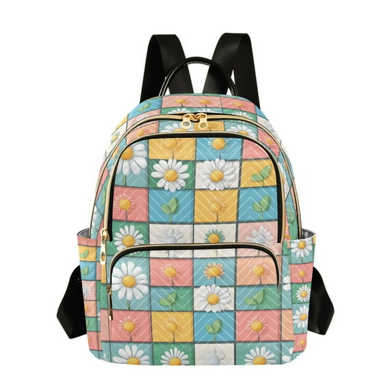 FORMRS Mini Backpack Purse for Women Travel Daypack Casual Shoulder Bag, Daisy Mosaic