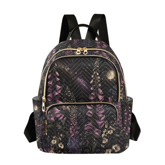 FORMRS Mini Backpack Purse for Women Travel Daypack Casual Shoulder Bag, Dark Gothic Floral