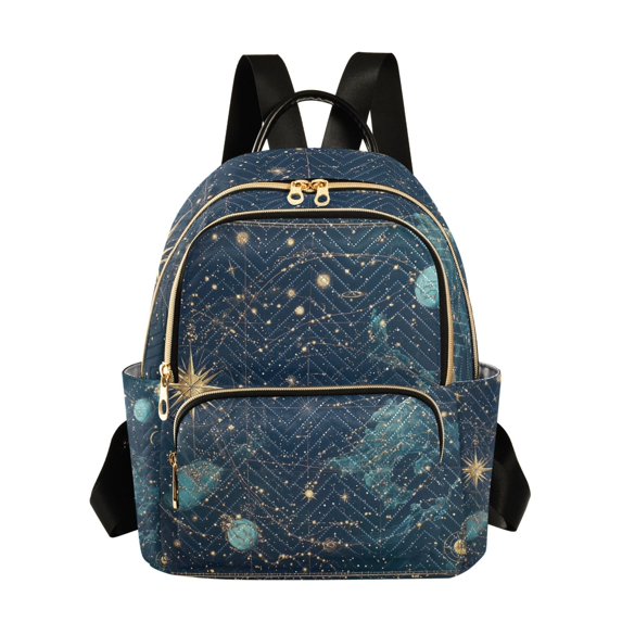 FORMRS Mini Backpack Purse for Women Quilted Travel Daypack Casual Shoulder Bag, Dark Star Map