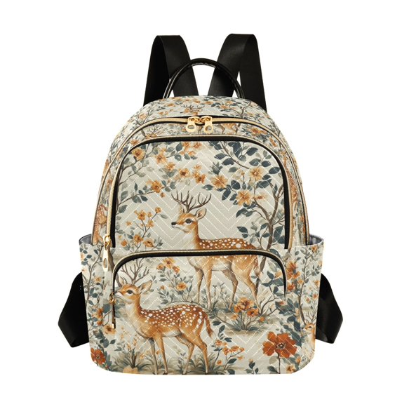 FORMRS Mini Backpack Purse for Women Quilted Travel Daypack Casual Shoulder Bag, Deer Pattern