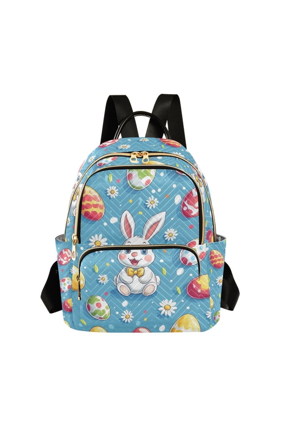 Mini Backpack Purse for Women Travel Daypack Casual Shoulder Bag, Easter Bunny Pattern