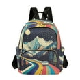 thumbnail image 1 of FORMRS Mini Backpack Purse for Women Quilted Travel Daypack Casual Shoulder Bag, Evening Mountain Road, 1 of 7