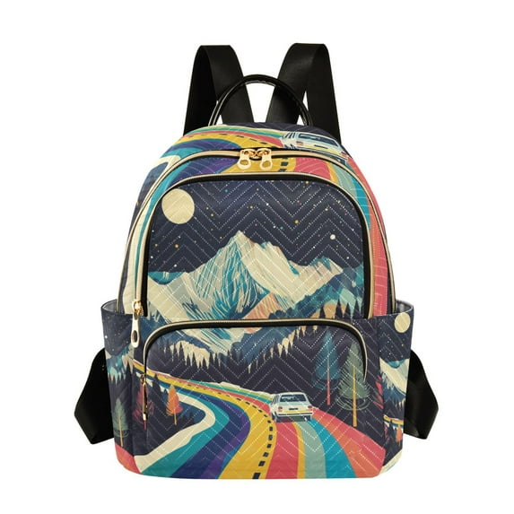FORMRS Mini Backpack Purse for Women Quilted Travel Daypack Casual Shoulder Bag, Evening Mountain Road