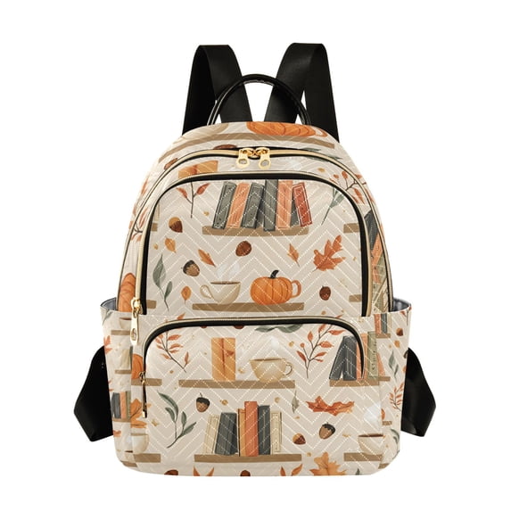 FORMRS Mini Backpack Purse for Women Quilted Travel Daypack Casual Shoulder Bag, Fall Book Shelf