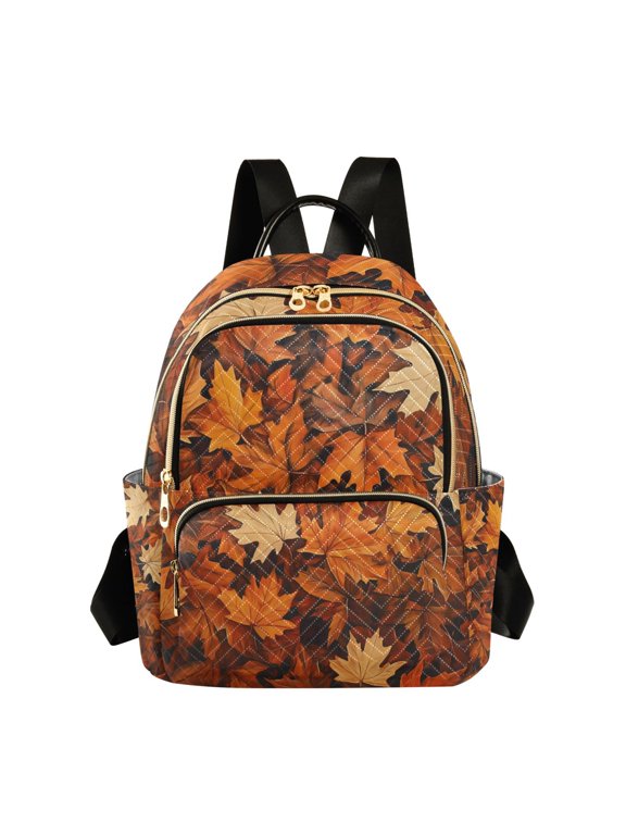 Mini Backpack Purse for Women Quilted Travel Daypack Casual Shoulder Bag, Fall Pattern