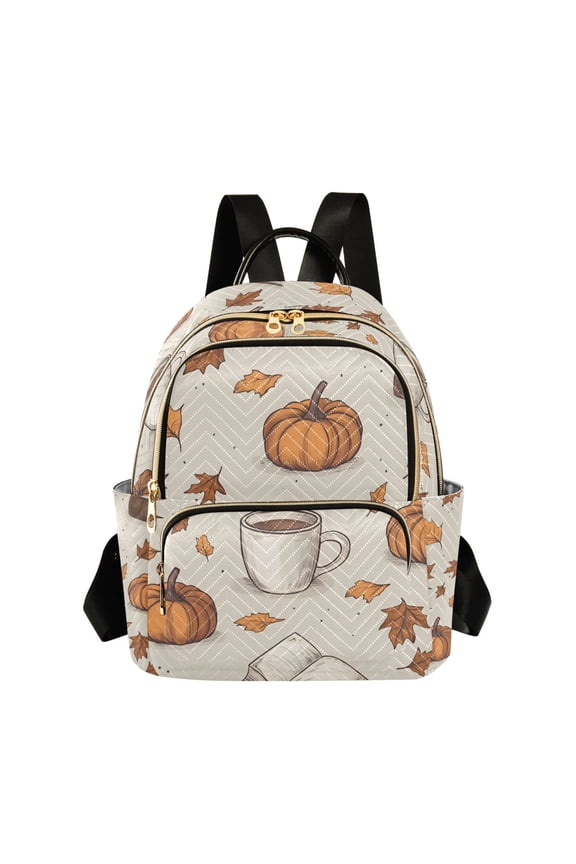Mini Backpack Purse for Women Travel Daypack Casual Shoulder Bag, Fall Pumpkin Pattern