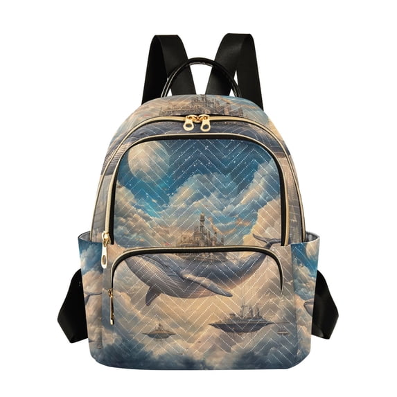 FORMRS Mini Backpack Purse for Women Travel Daypack Casual Shoulder Bag, Floating Whale