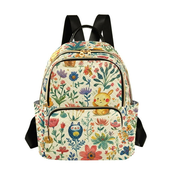 FORMRS Mini Backpack Purse for Women Quilted Travel Daypack Casual Shoulder Bag, Floral Animals