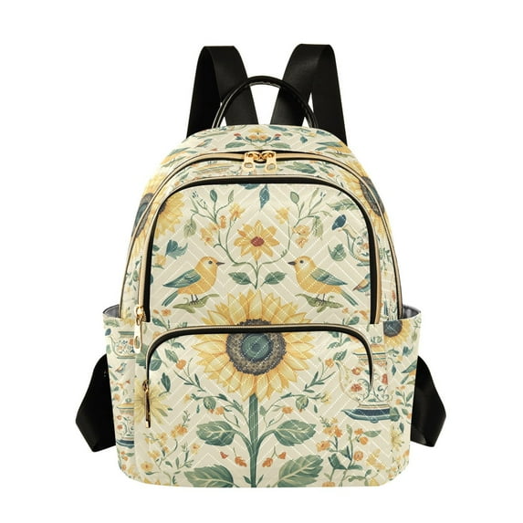 FORMRS Mini Backpack Purse for Women Travel Daypack Casual Shoulder Bag, Floral Birds Pattern
