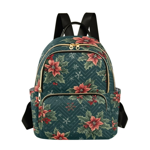 FORMRS Mini Backpack Purse for Women Travel Daypack Casual Shoulder Bag, Floral Christmas