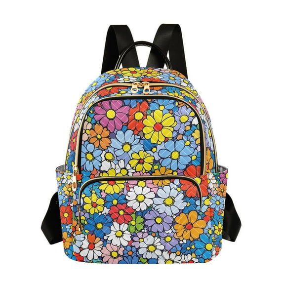 FORMRS Mini Backpack Purse for Women Quilted Travel Daypack Casual Shoulder Bag, Floral Fiesta