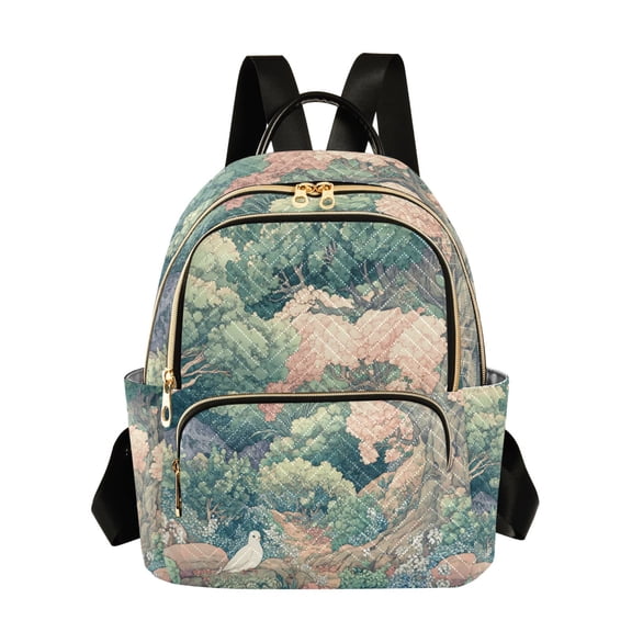 FORMRS Mini Backpack Purse for Women Quilted Travel Daypack Casual Shoulder Bag, Floral Forest Pattern