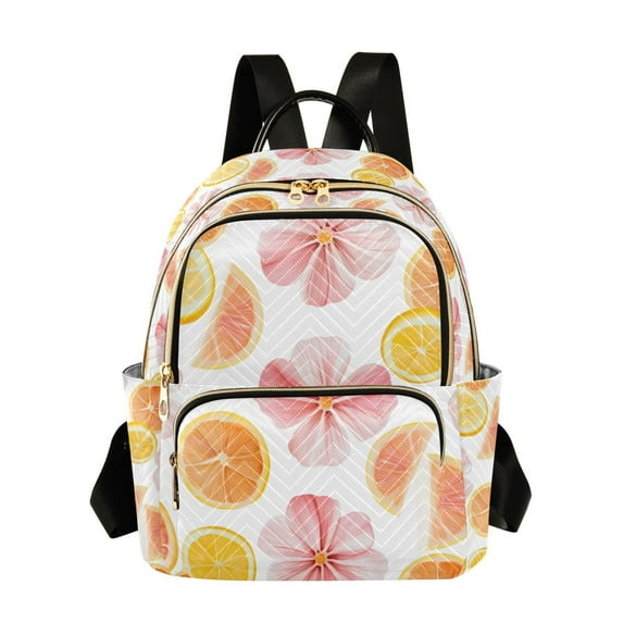 FORMRS Mini Backpack Purse for Women Travel Daypack Casual Shoulder Bag, Floral Orange