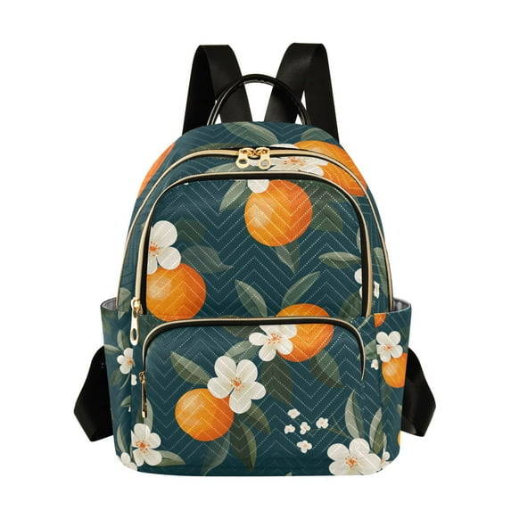 FORMRS Mini Backpack Purse for Women Travel Daypack Casual Shoulder Bag, Floral Oranges