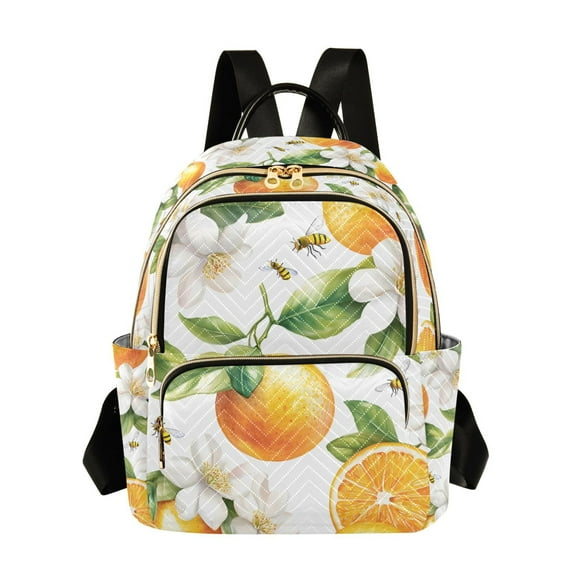 FORMRS Mini Backpack Purse for Women Travel Daypack Casual Shoulder Bag, Floral Watercolor Oranges