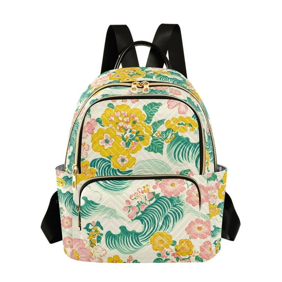 FORMRS Mini Backpack Purse for Women Travel Daypack Casual Shoulder Bag, Floral Wave