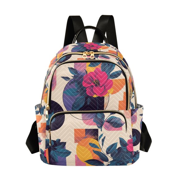 FORMRS Mini Backpack Purse for Women Travel Daypack Casual Shoulder Bag, Flowers Pattern Style