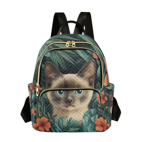 FORMRS Mini Backpack Purse for Women Travel Daypack Casual Shoulder Bag, Flowers and Cat