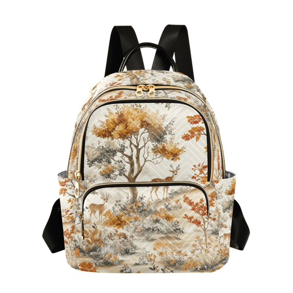 FORMRS Mini Backpack Purse for Women Quilted Travel Daypack Casual Shoulder Bag, Forest Pattern