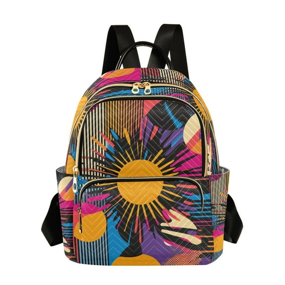 FORMRS Mini Backpack Purse for Women Travel Daypack Casual Shoulder Bag, Futuristic Circles