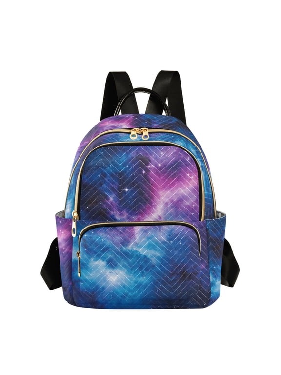 Mini Backpack Purse for Women Quilted Travel Daypack Casual Shoulder Bag, Galaxy Pattern