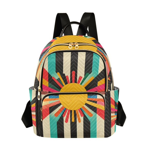 FORMRS Mini Backpack Purse for Women Travel Daypack Casual Shoulder Bag, Geometric Sun