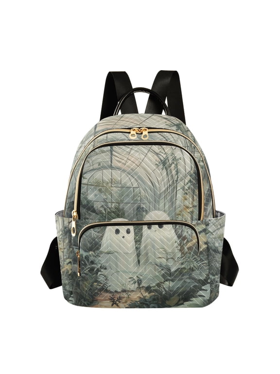 Mini Backpack Purse for Women Quilted Travel Daypack Casual Shoulder Bag, Ghosts Playing in A Garden