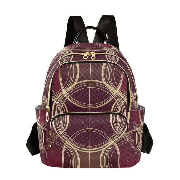 FORMRS Mini Backpack Purse for Women Travel Daypack Casual Shoulder Bag, Gold Abstract Pattern