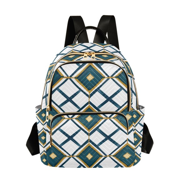 FORMRS Mini Backpack Purse for Women Travel Daypack Casual Shoulder Bag, Gold Geometric Pattern