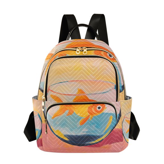 FORMRS Mini Backpack Purse for Women Quilted Travel Daypack Casual Shoulder Bag, Goldfish